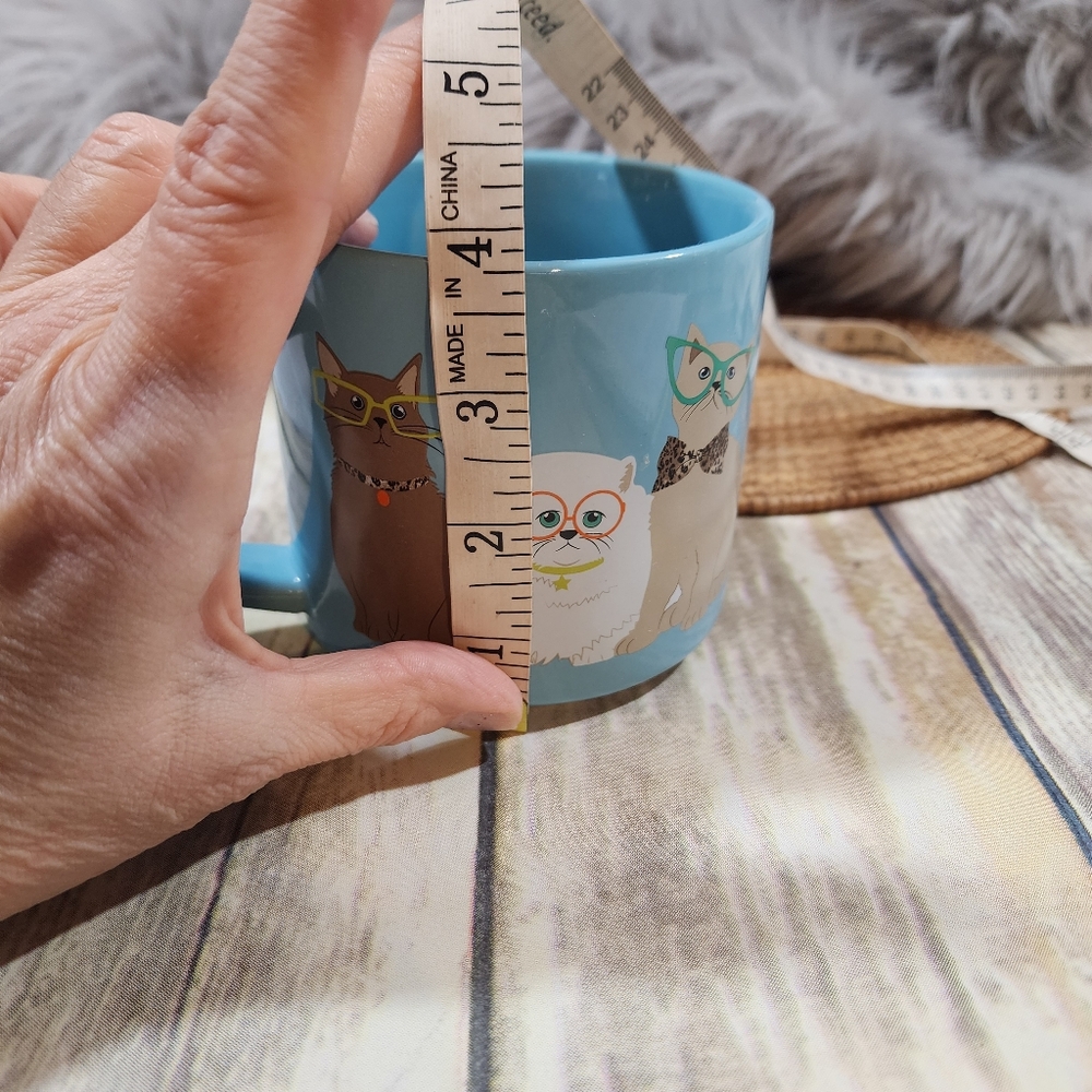 John Barlett ceramic cats with glasses graphic coffee mug 16 fl oz - Picture 10 of 12